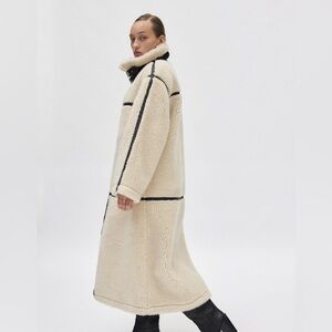BDG Cream Teddy Jacket with Black Accents
